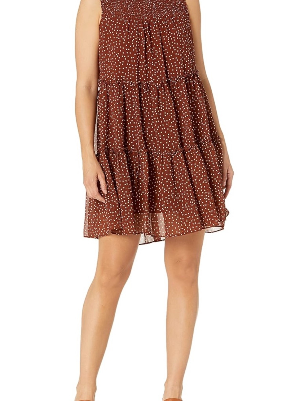 Taylor Brown Polka Dot Smocked Tiered Mini Dress